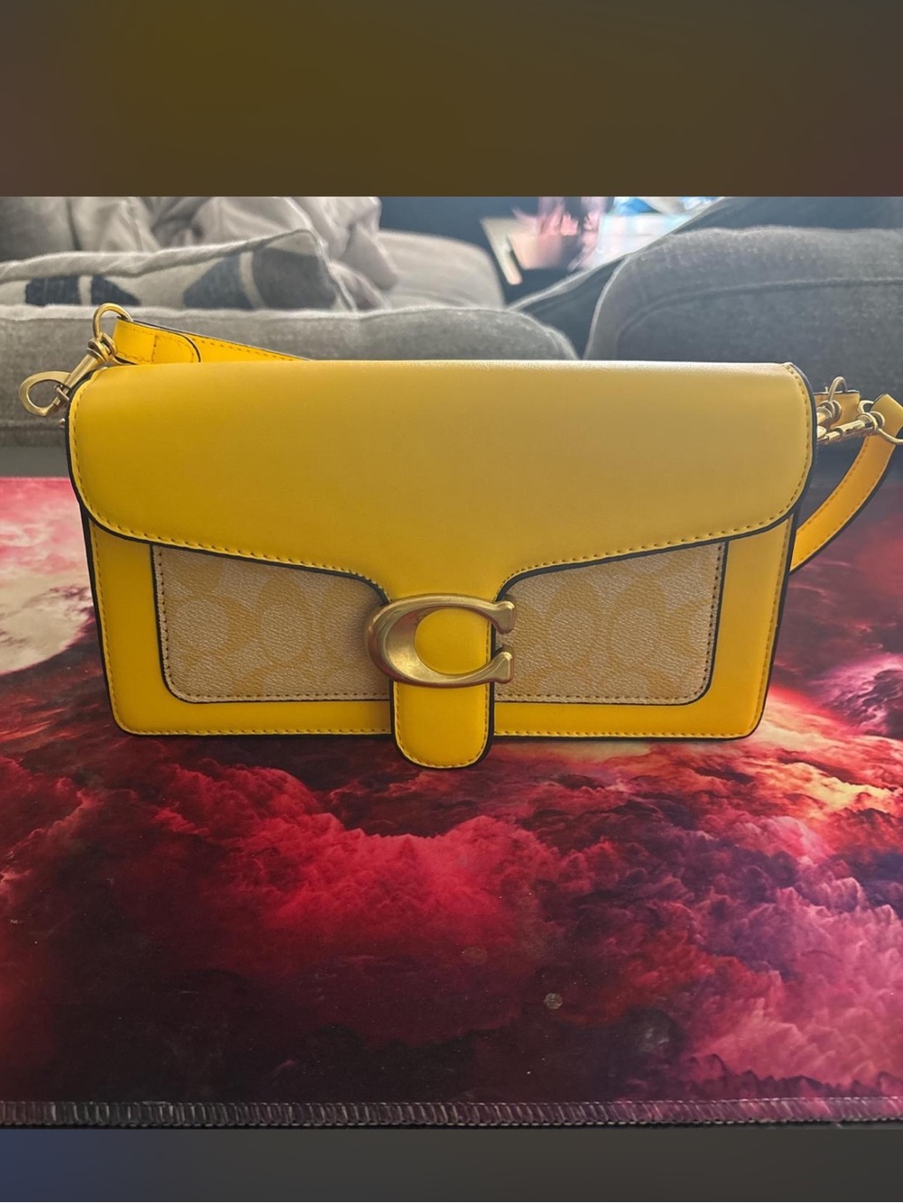 Faux Coach Yellow Signature Canvas Crossbody Bag